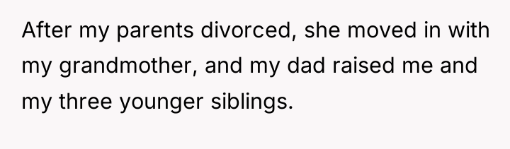 After my parents divorced, she moved in with my grandmother,...