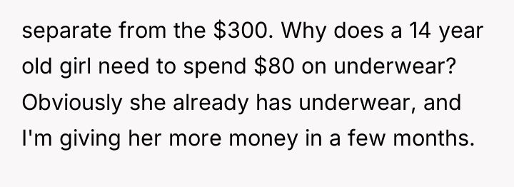 separate from the $300. Why does a 14 year old...