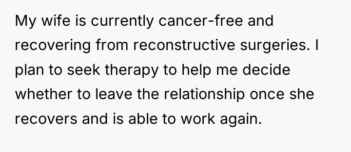 My wife is currently cancer-free and recovering from reconstructive surgeries....