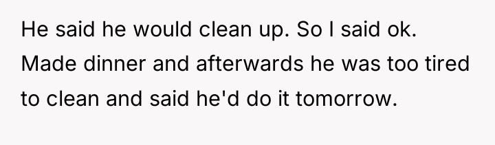 He said he would clean up. So I said ok....