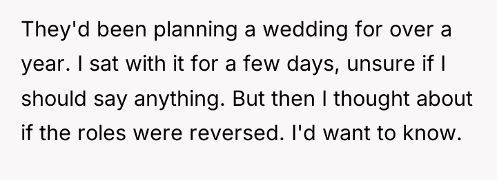 They'd been planning a wedding for over a year. I...