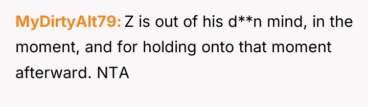 MyDirtyAlt79 Z is out of his d**n mind, in the...