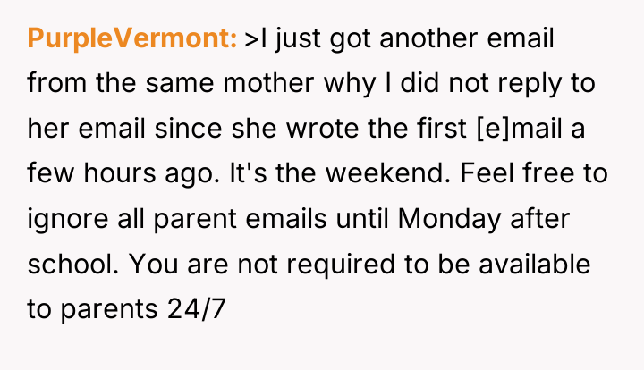 PurpleVermont >I just got another email from the same mother...