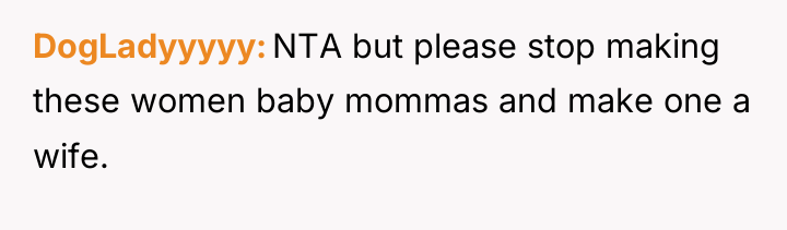 DogLadyyyyy NTA but please stop making these women baby mommas...