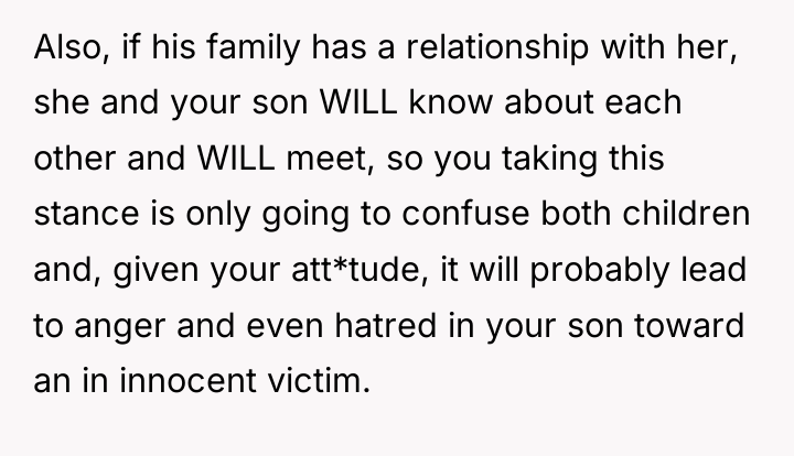 Also, if his family has a relationship with her, she...