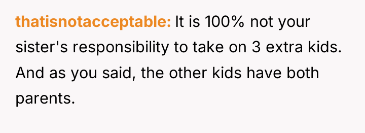 thatisnotacceptable It is 100% not your sister's responsibility to take...