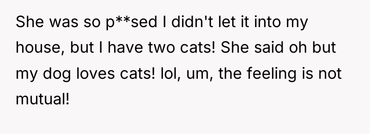 She was so p**sed I didn't let it into my...