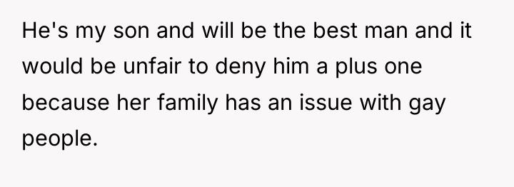 He's my son and will be the best man and...