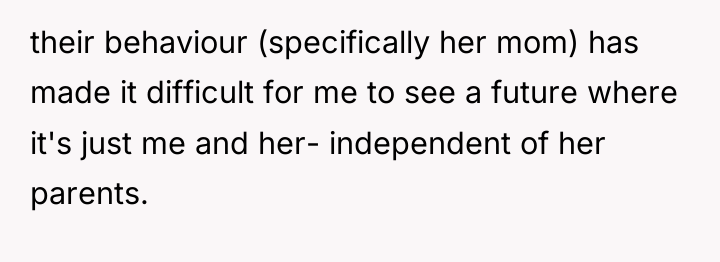 their behaviour (specifically her mom) has made it difficult for...
