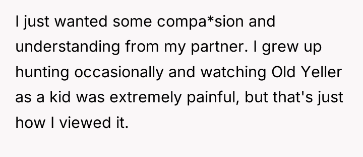 I just wanted some compa*sion and understanding from my partner....