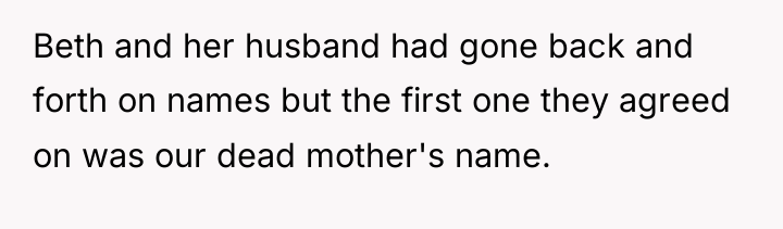 Beth and her husband had gone back and forth on...