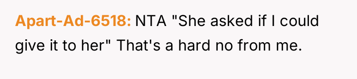 Apart-Ad-6518 NTA "She asked if I could give it to...