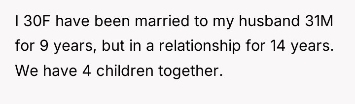 I 30F have been married to my husband 31M for...