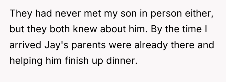 They had never met my son in person either, but...