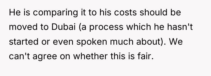 He is comparing it to his costs should be moved...