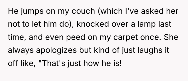 He jumps on my couch (which I've asked her not...