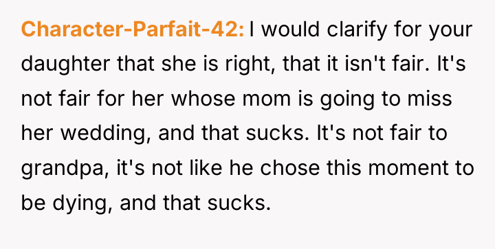 Character-Parfait-42 I would clarify for your daughter that she is...