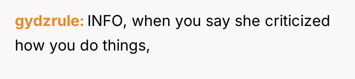gydzrule INFO, when you say she criticized how you do...
