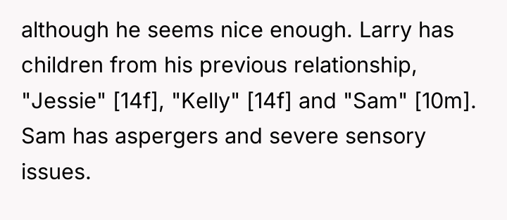 although he seems nice enough. Larry has children from his...