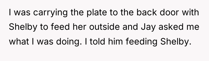 I was carrying the plate to the back door with...