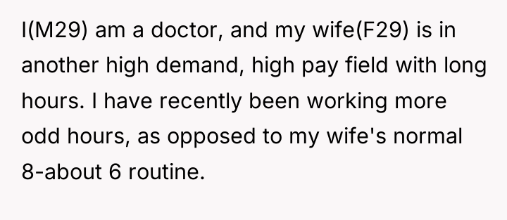 I(M29) am a doctor, and my wife(F29) is in another...