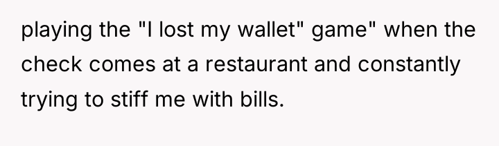 playing the "I lost my wallet" game" when the check...