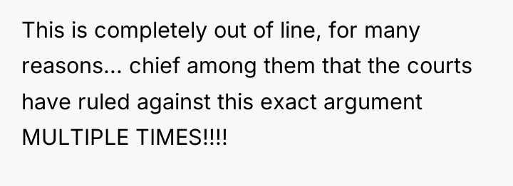 This is completely out of line, for many reasons... chief...