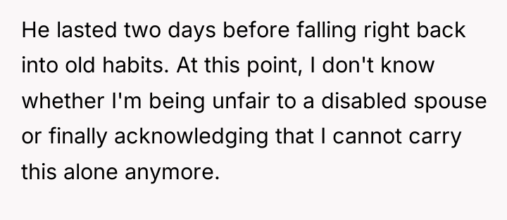 He lasted two days before falling right back into old...