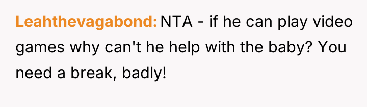 Leahthevagabond NTA - if he can play video games why...