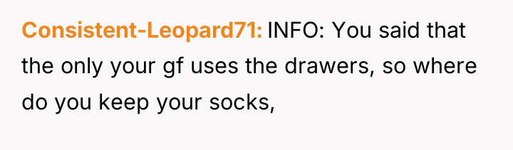 Consistent-Leopard71 INFO: You said that the only your gf uses...