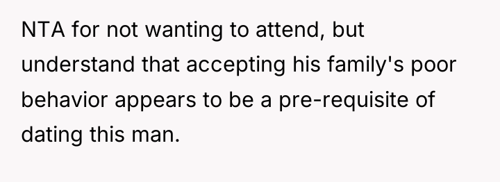 NTA for not wanting to attend, but understand that accepting...