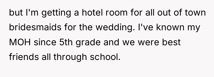 but I'm getting a hotel room for all out of...
