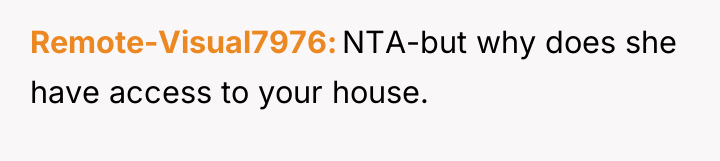Remote-Visual7976 NTA-but why does she have access to your house.