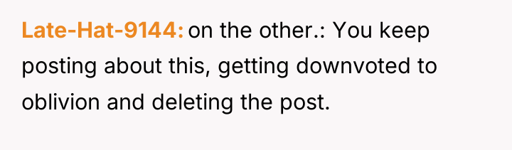 Late-Hat-9144 on the other.: You keep posting about this, getting...