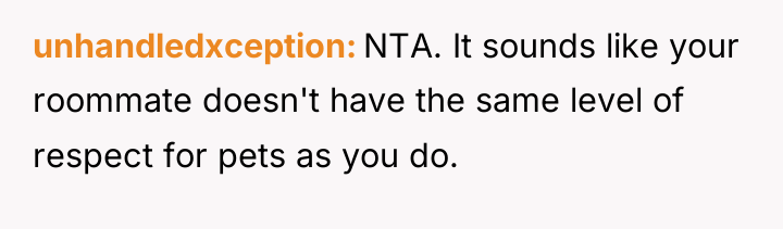 unhandledxception NTA. It sounds like your roommate doesn't have the...