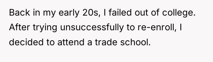 Back in my early 20s, I failed out of college....
