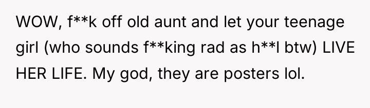 WOW, f**k off old aunt and let your teenage girl...