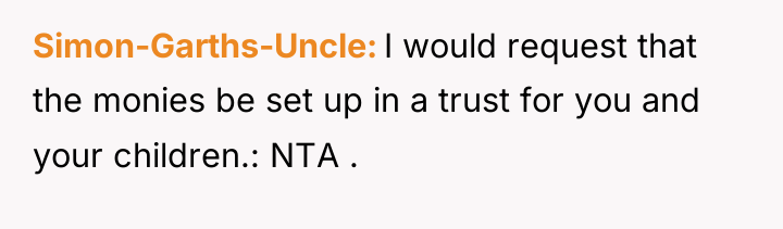 Simon-Garths-Uncle I would request that the monies be set up...