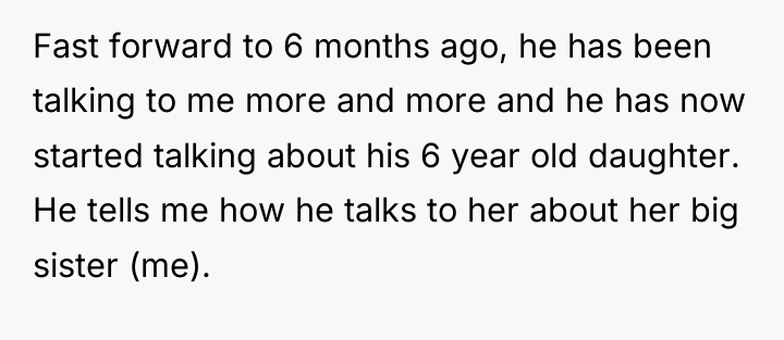 Fast forward to 6 months ago, he has been talking...