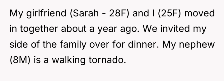 My girlfriend (Sarah - 28F) and I (25F) moved in...