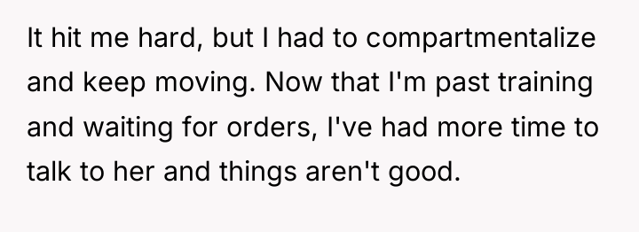 It hit me hard, but I had to compartmentalize and...