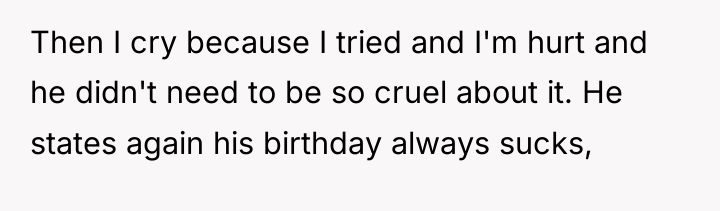 Then I cry because I tried and I'm hurt and...