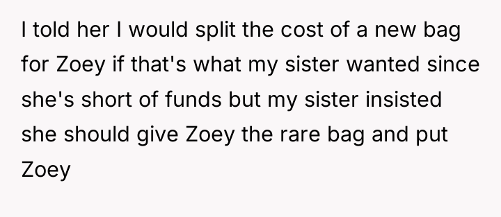 I told her I would split the cost of a...