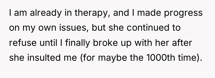 I am already in therapy, and I made progress on...