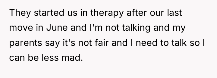 They started us in therapy after our last move in...