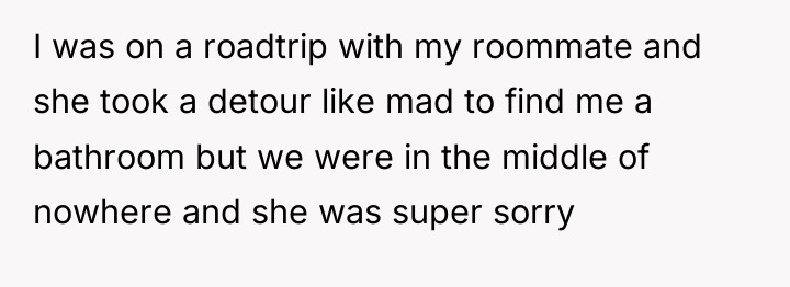 I was on a roadtrip with my roommate and she...