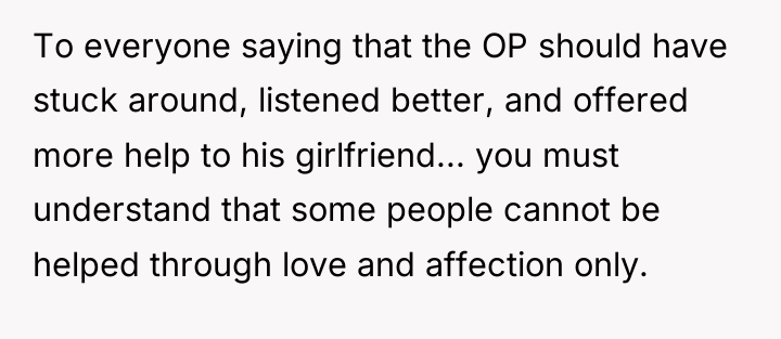 To everyone saying that the OP should have stuck around,...