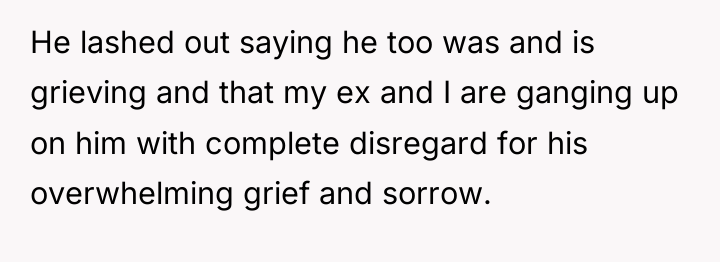 He lashed out saying he too was and is grieving...