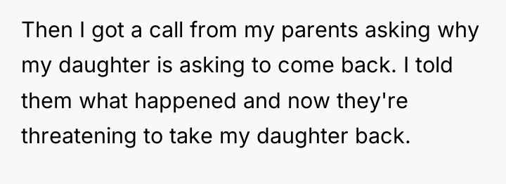 Then I got a call from my parents asking why...