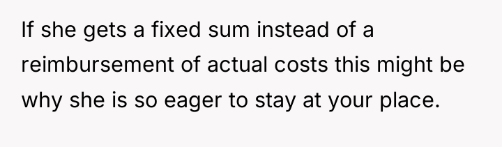 If she gets a fixed sum instead of a reimbursement...